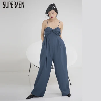 

SuperAen Sleeveless Jumpsuits Women High Waist Summer and Spring New 2020 Ladies Jumpsuits Solid Color Sexy Jumpsuits Female