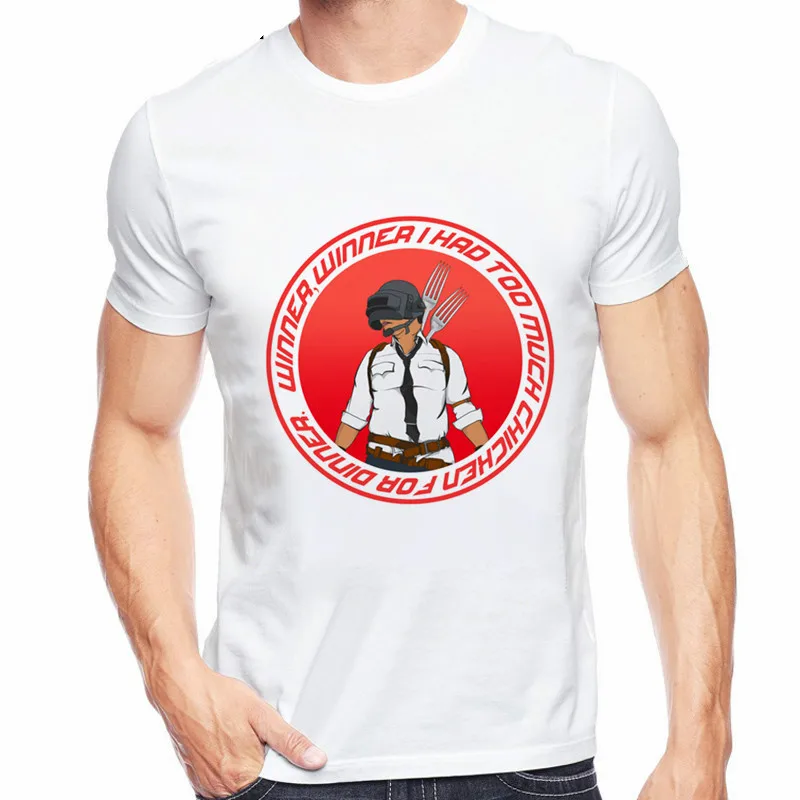 

Tee 2019 HOT Game Playerunknown's Battlegrounds PUBG Winner Chicken Dinner T Shirts White O-Neck Short Sleeve Winner T-shirts