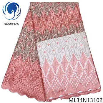 

Beautifical african lace fabrics tulle mesh lace fabric with stones Hot slae 5yards net lace nigerian fabric for dress ML34N131