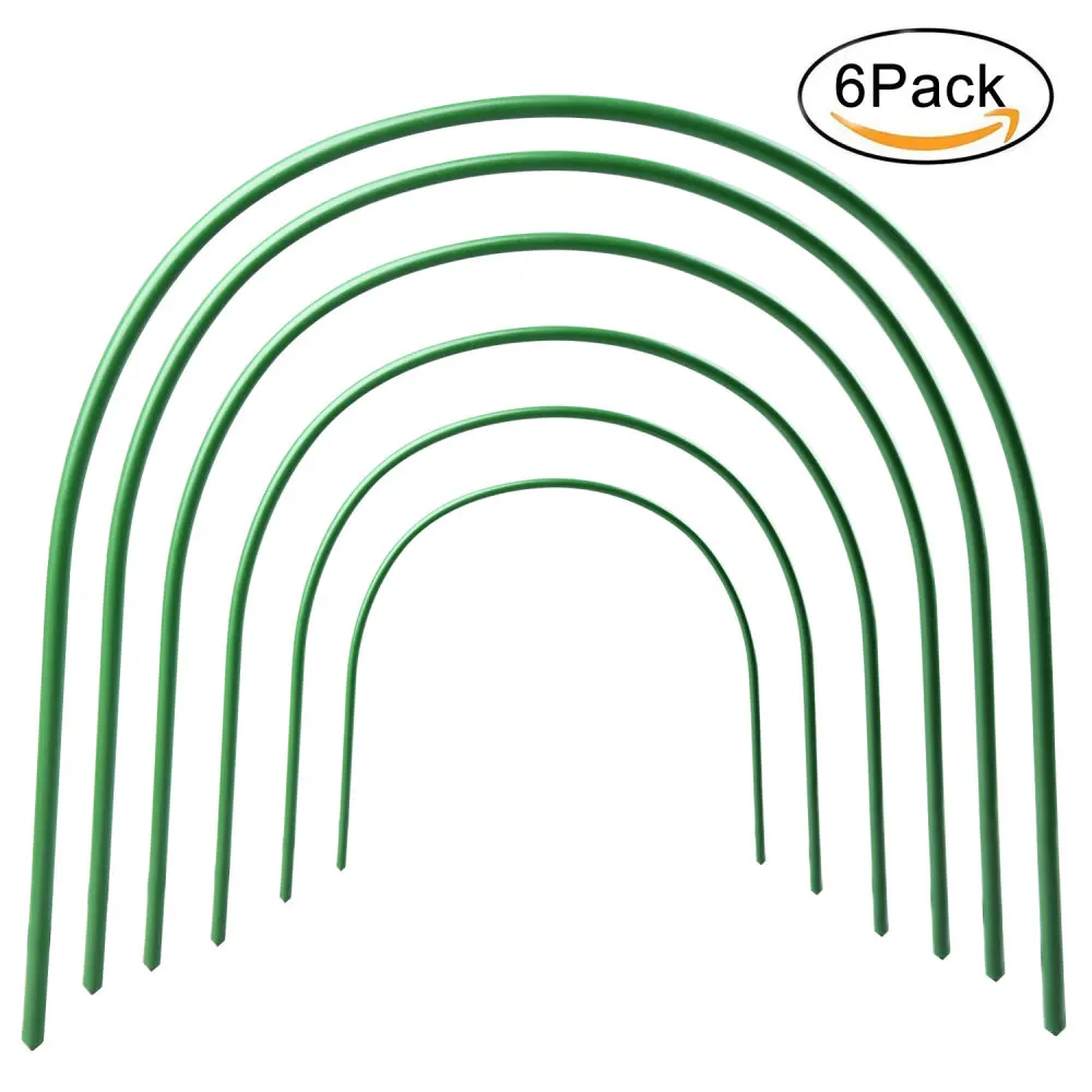6 шт. стальные с пластиковым покрытием обручи для теплицы обручи для покрытия растений поддержка для выращивания тоннелей растение стент для садовых тканевых принадлежностей - Цвет: Green