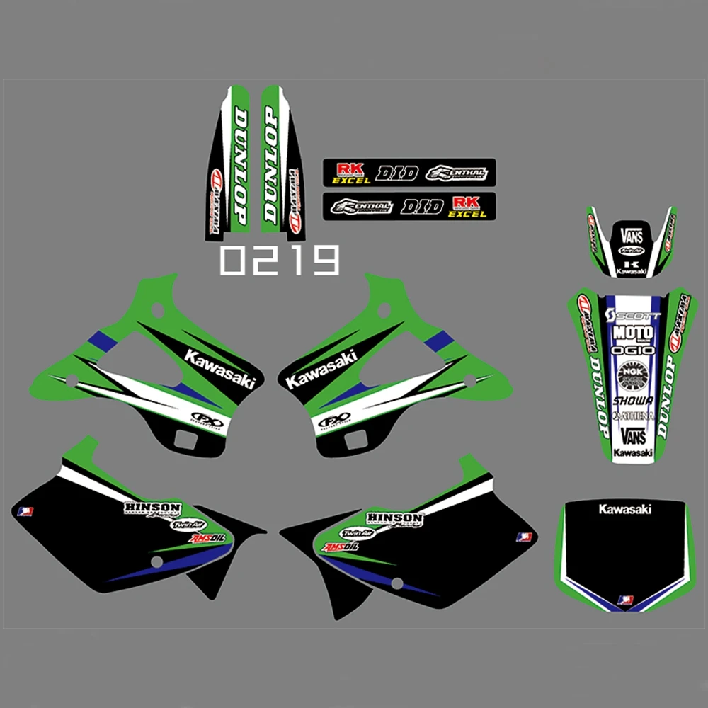 Для KAWASAKI KX125 KX250 1994-1998 Графика наклейки на заказ Номер Наименование лента 3M Полный мотоцикл Фоны аксессуары