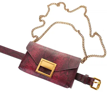 

Luxury Women Snake Pattern Waist Bag New Animal Skin Female Chains Shoulder Bag Fashion Ladies Purse Belt Messenger Bolsa SS3634
