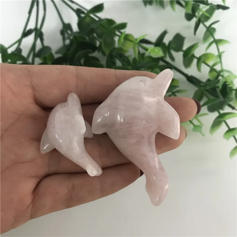 Big Dolphin Натуральный розовый кварц Дельфин Кристальные драгоценные камни для свадьбы украшения дома ifts ручной резной полированный ИСЦЕЛЕНИЕ КАМНИ океан животных - Цвет: Big Dolphin