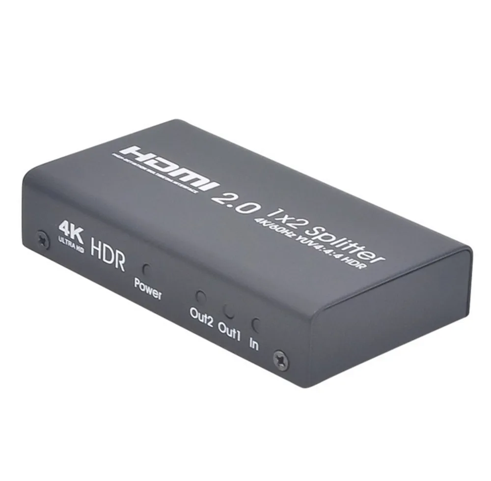 black HDMI 2,0 сплиттер поддержка 4 K/60Hz YUV4: 4: 4 HDR ultra high definition 1x2 HDMI сплиттер один вход и два выхода сплит-экран - Цвет: black