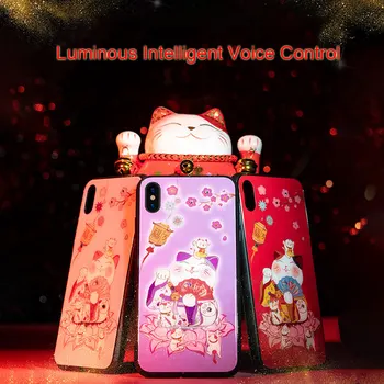 

Christmas Luminous Case for iPhone 11/11 Pro Max/11 Pro Funda Tempered Glass Bling Crystal Phone Cover Intelligent Voice Control