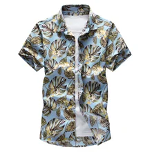 Летняя новая мужская рубашка с коротким рукавом, модная повседневная гавайская рубашка с цветочным принтом, мужская рубашка размера плюс 5XL 6XL 7XL