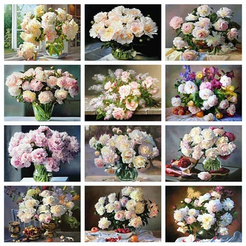 

Evershine Diamond Painting Peony Flower 5D DIY Cross Stitch Kit Mosaic Beads Embroidery Rhinestone Picture Home Decoration