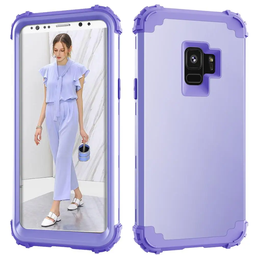 Противоударный чехол для телефона для samsung Galaxy S8 S9 S10Plus Heavy Duty Прочный амортизирующий/ударопрочный гибридный 3 Слои - Цвет: purple