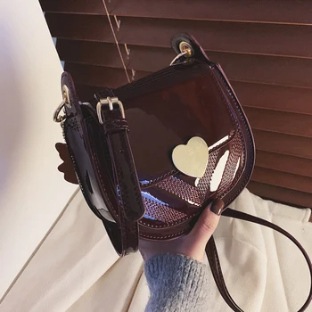 

Vintage Flip Saddle bag 2020 Fashion New High-quality Patent Leather Women's Designer Handbag Lock Shoulder Messenger Bag