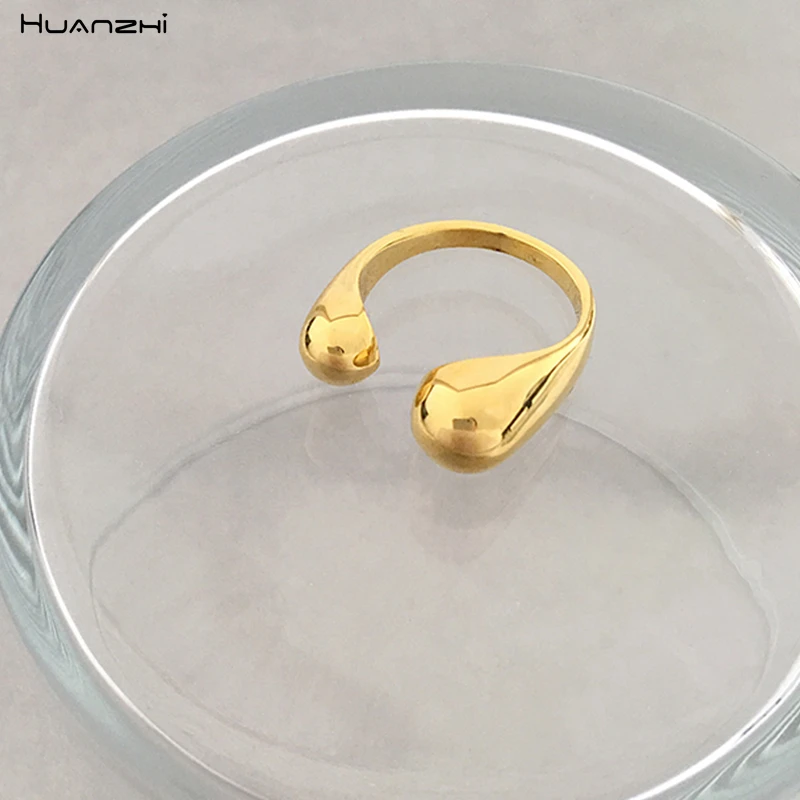 HUANZHI 2019 простой дизайн Двойные разные размеры геометрические золотые