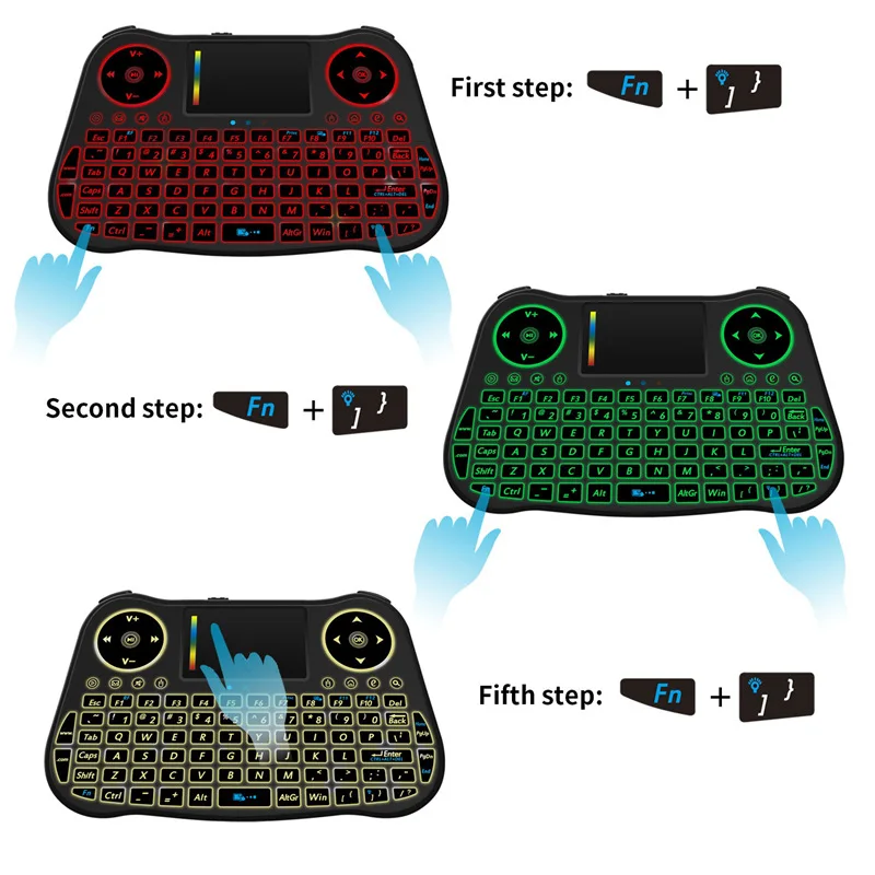 Kopen MT08 Mini Keyboard Rgb Backlit Engels Russische Lucht Muis 2.4 Ghz Draadloze Oplaadbare Toetsenbord Touchpad Voor Android Smart Tv Box