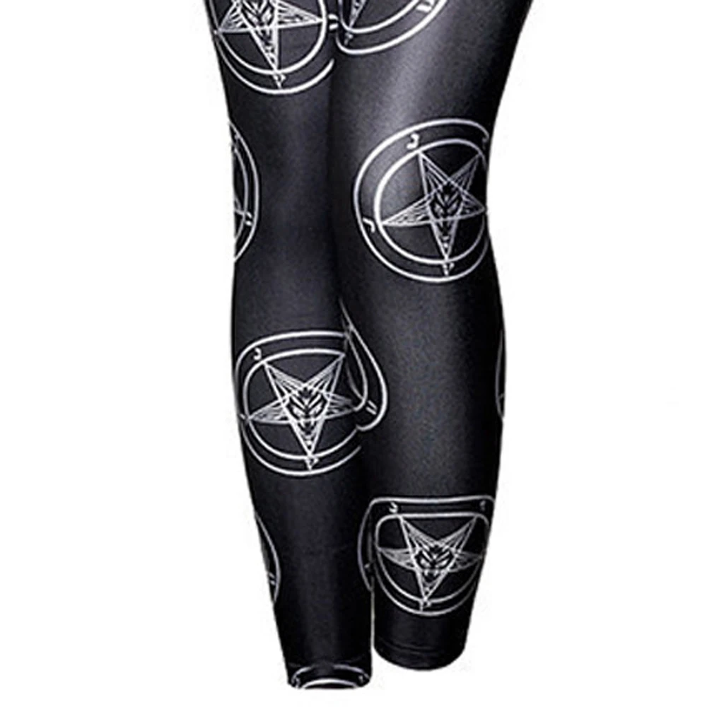 Leimolis 3D printed fitness push up workout leggings women five-angled star Magic array plus size High Waist punk rock pants