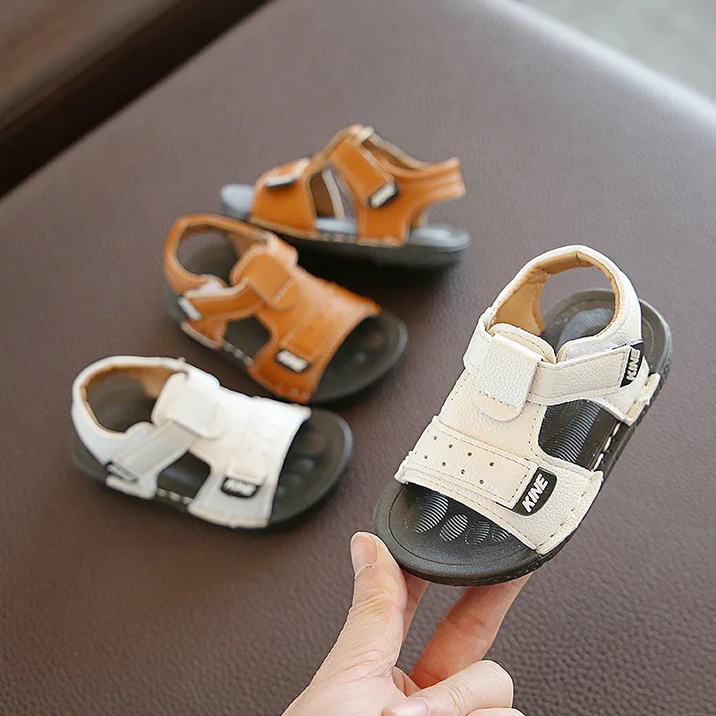 2020 Summer Boys Button Beach Shoes Sandals For Babies Leather Casual Shoes Breathable New Children