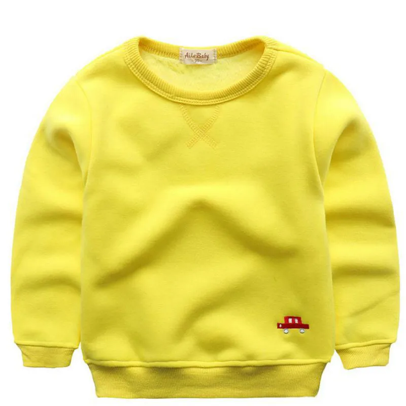 

New Children's Sweater Boys and Girls Plus Velvet Warm Solid Color T-Shirt Bottoming Tops Kids Clothes