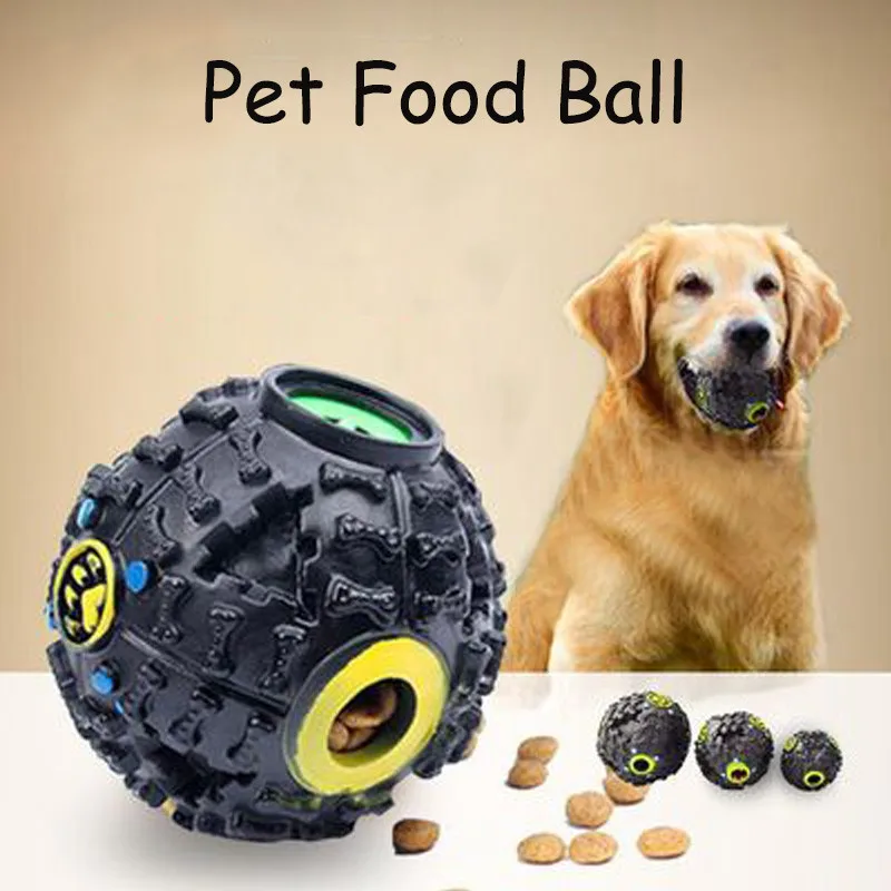 

Pet Dog Feeding Ball Fun Interactive Leaking Food Toy Cat Puppy Chew Feeder Training Grind Teeth Toy Ball With Sound Dog Supply