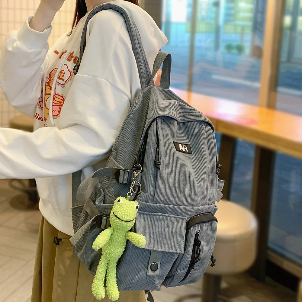 Cool Backpack Harajuku-Bag School-Bag Female Vintage Stripe Fashion Women Cute Ladies