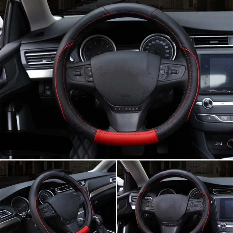 D-образный чехол на руль из натуральной кожи для peugeot 308 2008 308S 4008 аксессуары для салона автомобиля