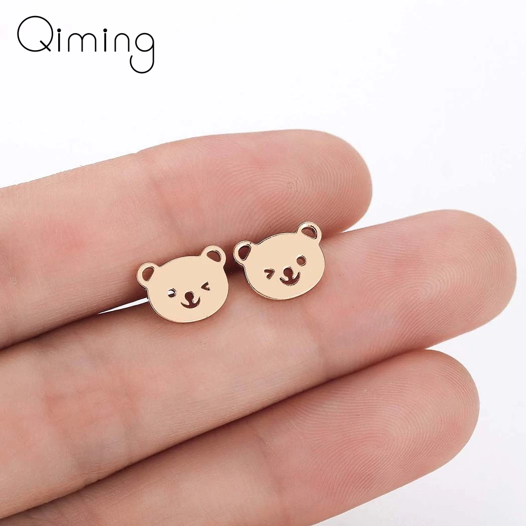 

Lovely Tiny Cartoon Bear Stud Earrings Birthday Gift For Women Jewelry Kids Cute Animal Baby Children Earrings Dropshipping