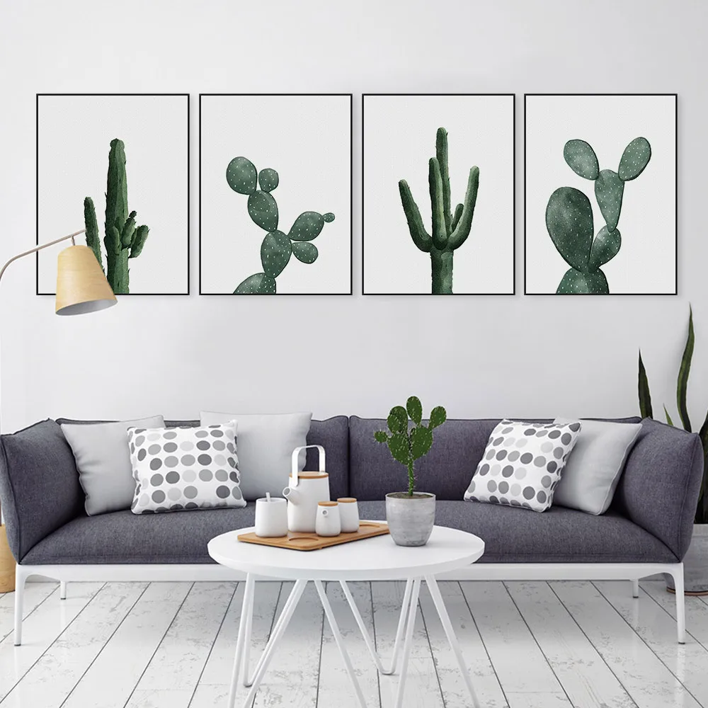

Hot Selling Simple Pastoral Style Painting with Photo Frame Customizable Living Room Wall Decorative Painting Fresh Green Vegeta