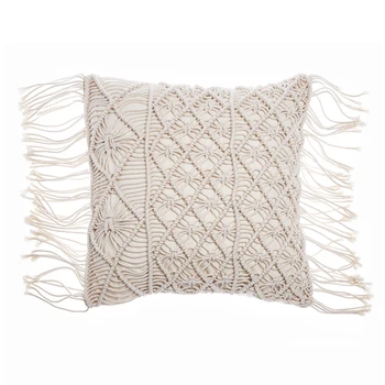 

Cushion Cover 45*45cm Cotton Rope Macrame Hand-woven Cotton Thread Pillow Covers Geometry Bohemia Style Pillow Cover Home Decor