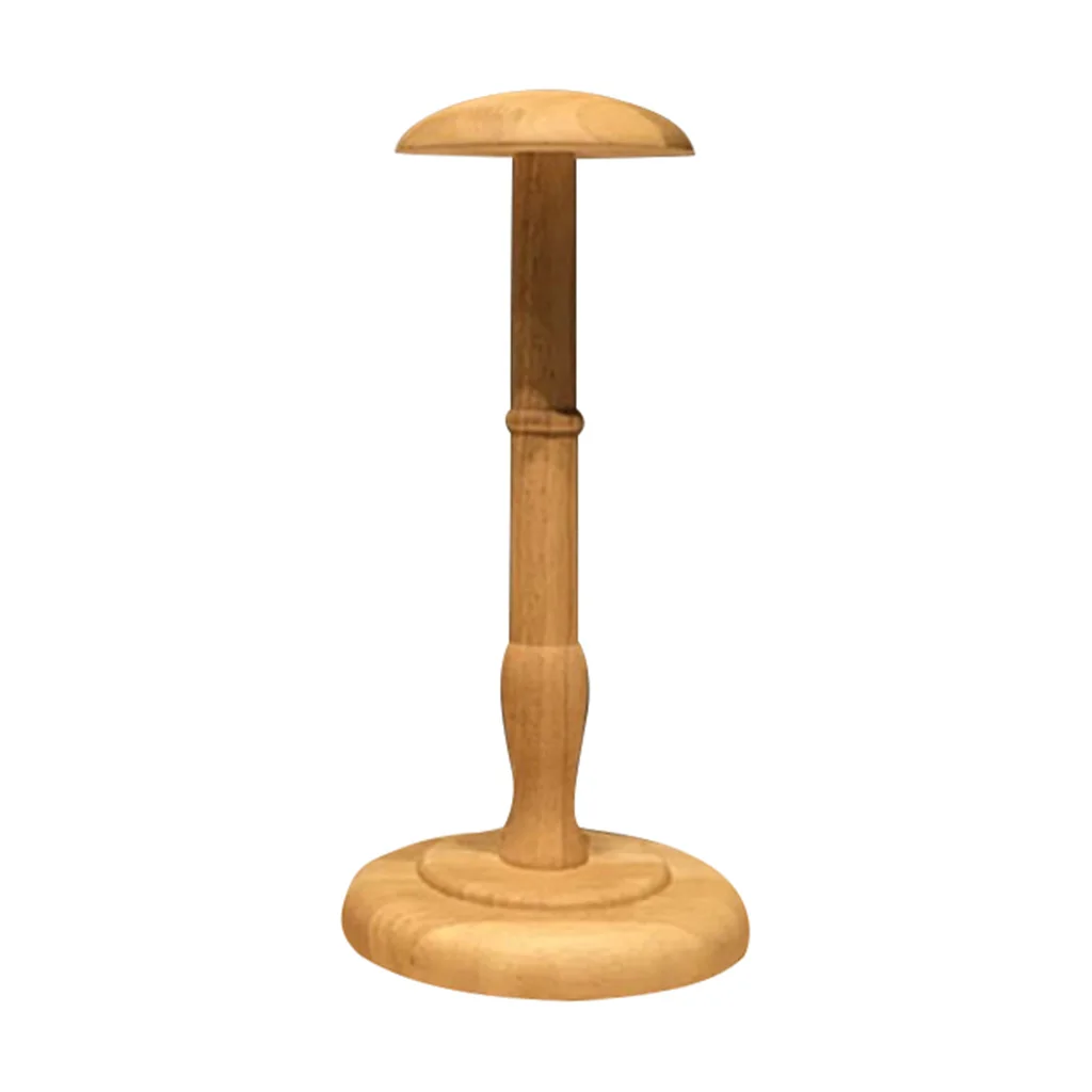 Countertop Wooden Display Holder Stand for Baseball Cap Beret Wig Hairpiece