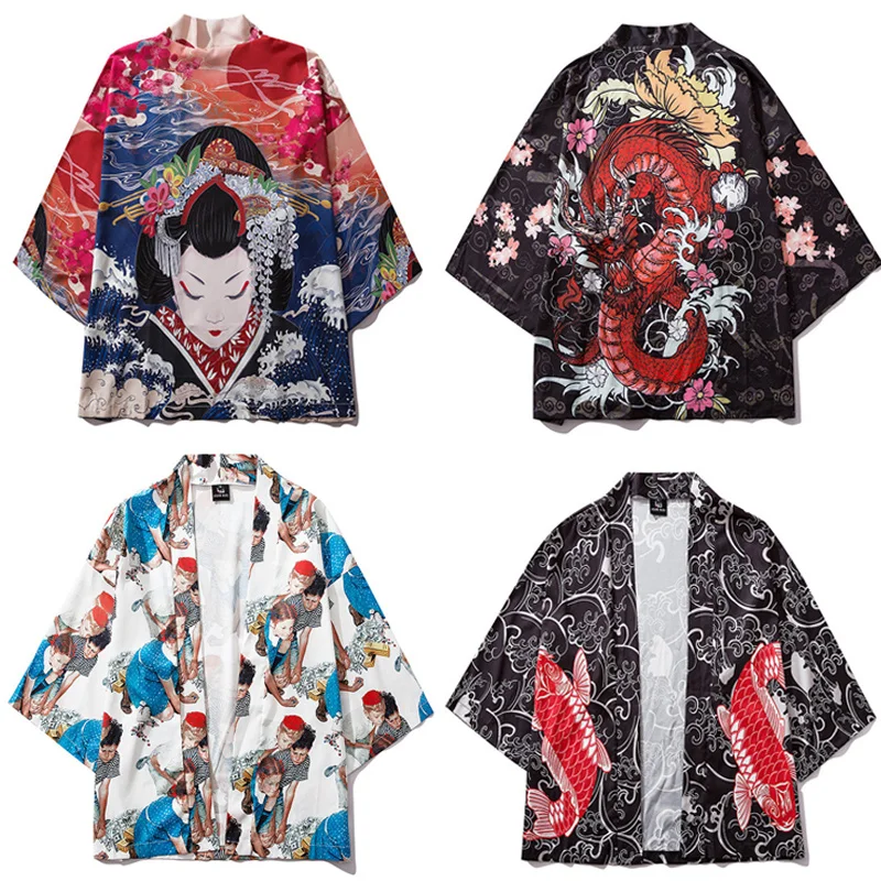 Одежда в японском стиле кимоно юката кардиган Obi Ao Dai Samurai мужская Свободная