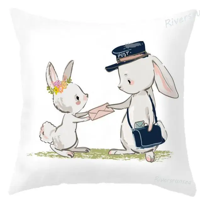 Minimalist Decor Cute Rabbit Cushion Lovely Animal Mouse Squirrel Deer Bunny Pillow Best Friend Postman For Children Kids Gift - Цвет: A6