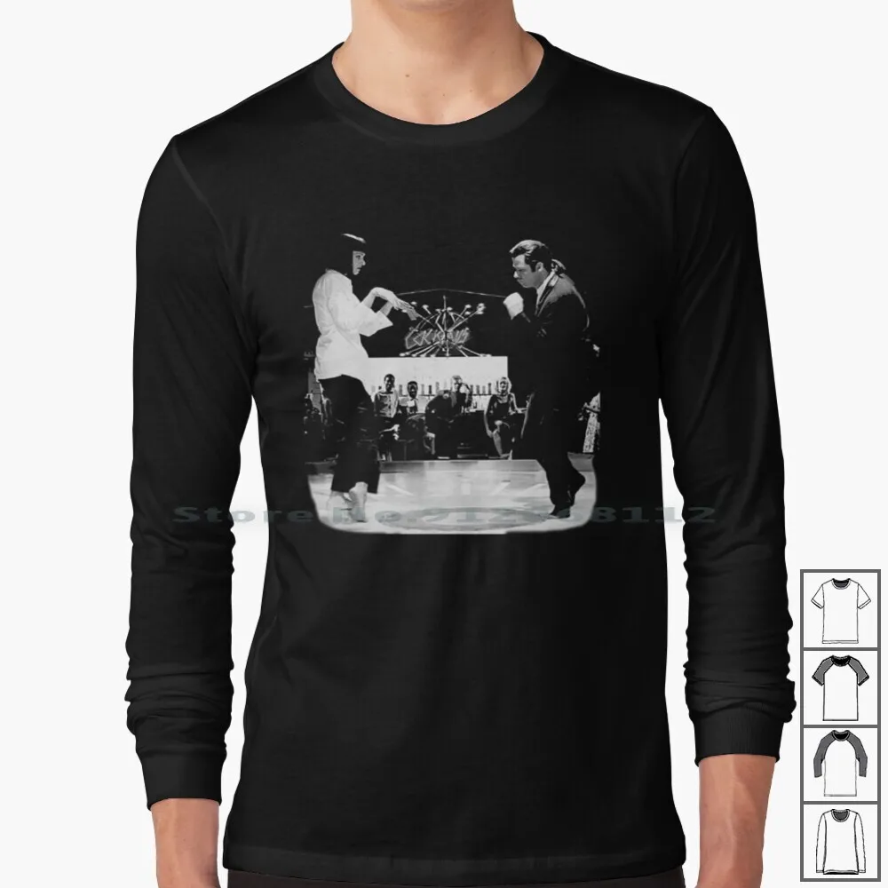 Pulp Fiction Dance Maglietta A Maniche Lunghe Pulp Fiction Groschenromane Minimal Film Dance Pop Uma Thurmn Set Schwarze Wei?E Rote