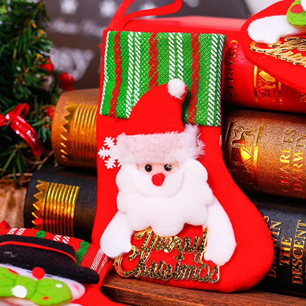 Christmas Stockings Gift Bag Santa Claus Snowman Elk Xmas Decoration Ornament Sock Decors 10.21