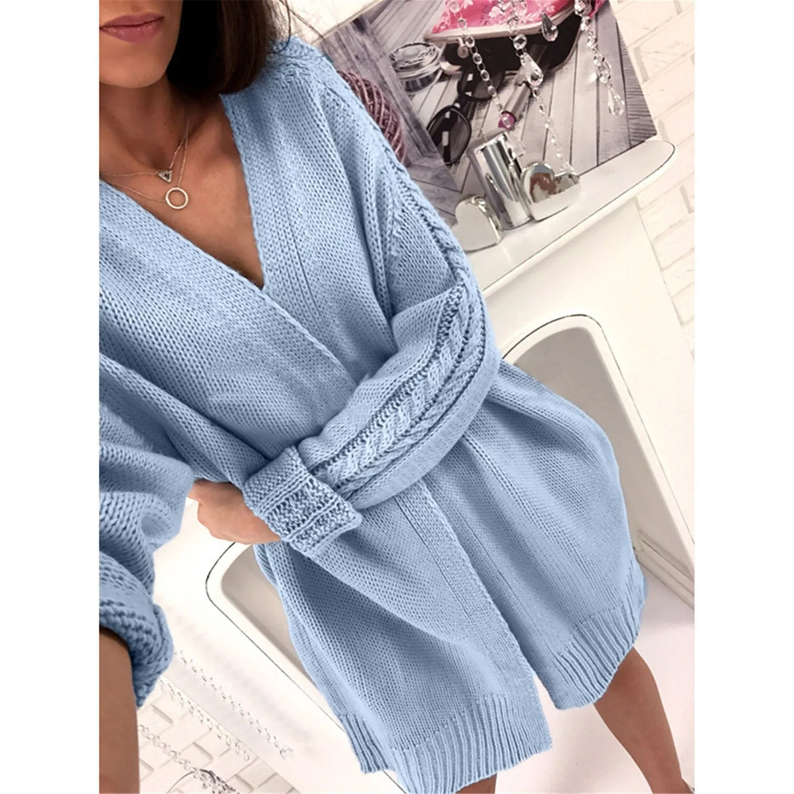 Women Coats Autumn Winter Long Sleeve Solid Knitted Sweater Pullover Blouse Tops Cardigan Ropa Mujer Abrigo Mujer Kobieta Kurtka 2