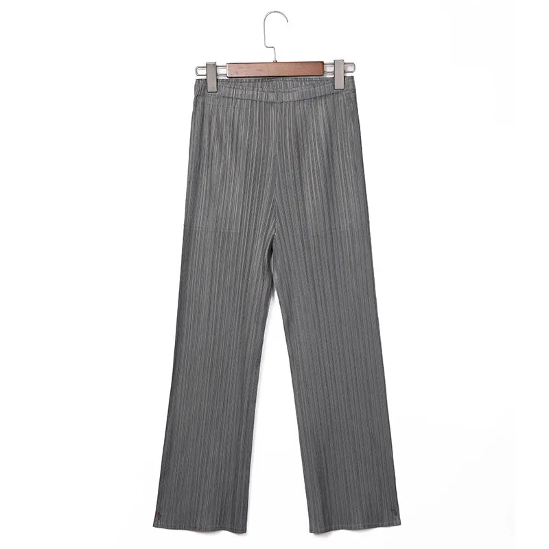 Dark grey Новая модная летняя женская одежда, плиссированные широкие штаны с высокой талией, женские свободные брюки WG55911 - Цвет: Dark grey