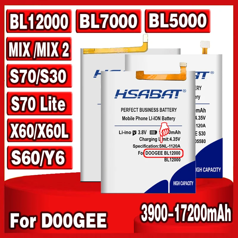 Аккумулятор HSABAT Для Doogee Mix 2/S60/BL12000 BL12000 Pro/BL7000/MIX/BL5000/S70 S70 Lite/S30/Y6 Y6C Y6 piano 5 | Аккумуляторы для мобильных телефонов -4000217478414