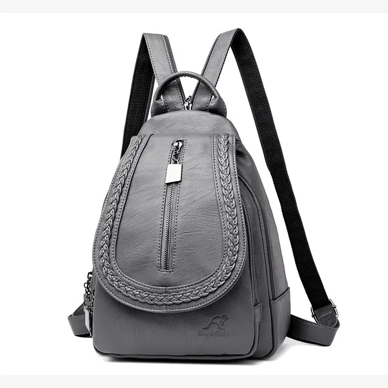 Повседневный женский кожаный рюкзак, высококачественный рюкзак, женские школьные сумки для девочек-подростков, женский маленький рюкзак для путешествий, Mochila - Цвет: Gray