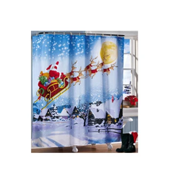 

Unique Custom Merry Christmas Dreamlike the Santa Claus Waterproof Polyester fabric Shower Curtain