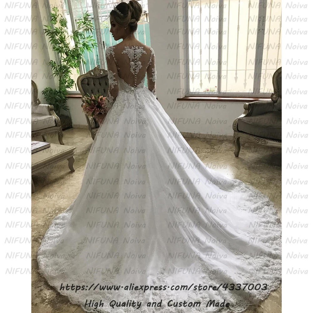 Vestidos De Noiva сексуальное свадебное платье с длинными рукавами халат в стиле бохо Mariage роскошное кружевное платье с жемчужинами свадебное платье