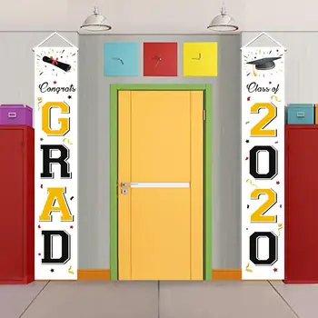 

Pair 2020 Graduation Decoration Door Flag Hanging Door Curtain Graduation Party Couplet Banner Ceremony Home Mall Party Decor