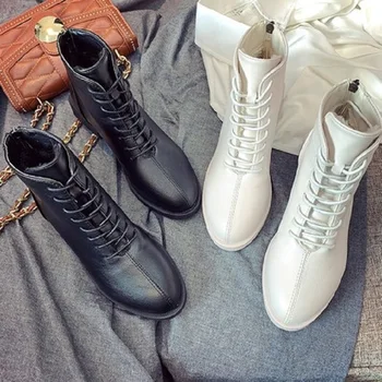 

2019 autumn and winter cross-belt high-top single boots versatile square with Martin boots