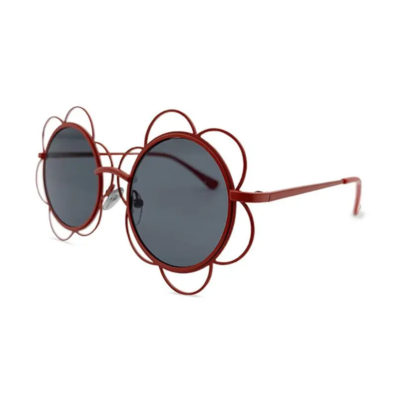 Солнцезащитные очки для мальчиков и девочек, круглые солнцезащитные очки с металлическим цветком UV400 95AB - Цвет линз: 3