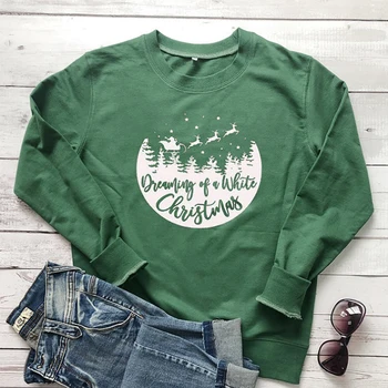 

Dreaming of A White Christmas Crewneck Sweatshirt Women O Neck Aesthetic Hoodie Long Sleeve Graphic Jumper Pullover Dropshipping