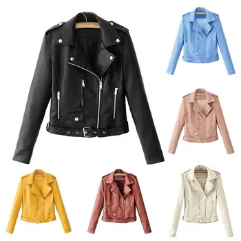 

Fashion Women Autumn Winter Zipper Waist Belt Lapel Long Sleeve Jacket Coat