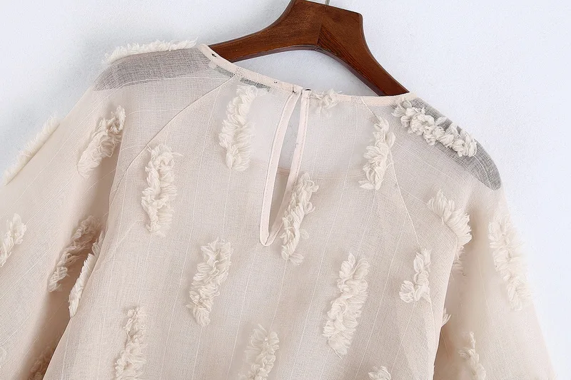  Women Blouse Long Sleeve Shirt 2020 Spring New Fashion Light Khaki O-Neck Loose Casual Tops