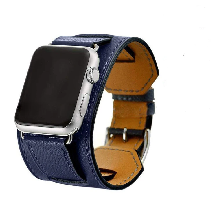 Наручный ремень для Apple Watch, ремешок-манжета, кожаный ремешок, 42 мм, 38 мм, 40 мм, 44 мм, браслет для iWatch, ремешок серии 5, 4, 3, 2, 1 - Цвет ремешка: Sapphire Blue 6