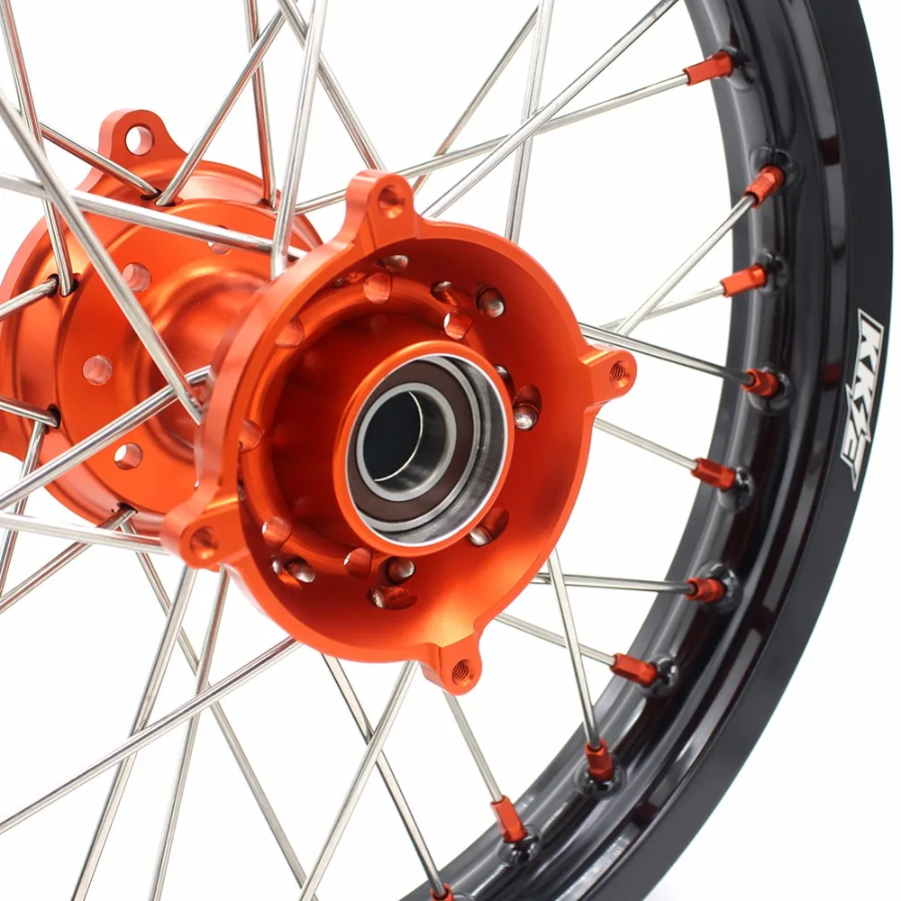 KKE 17& 14 полный набор колес для KTM85 SX 2003- колеса с оранжевыми сосками