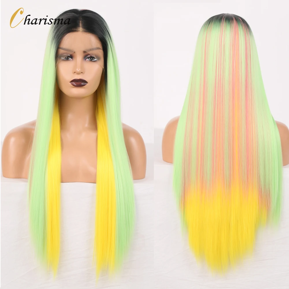 Charisma Straight Hair Wig Lace Front Wigs with Natural Hairline Colorful Wig High Temperature