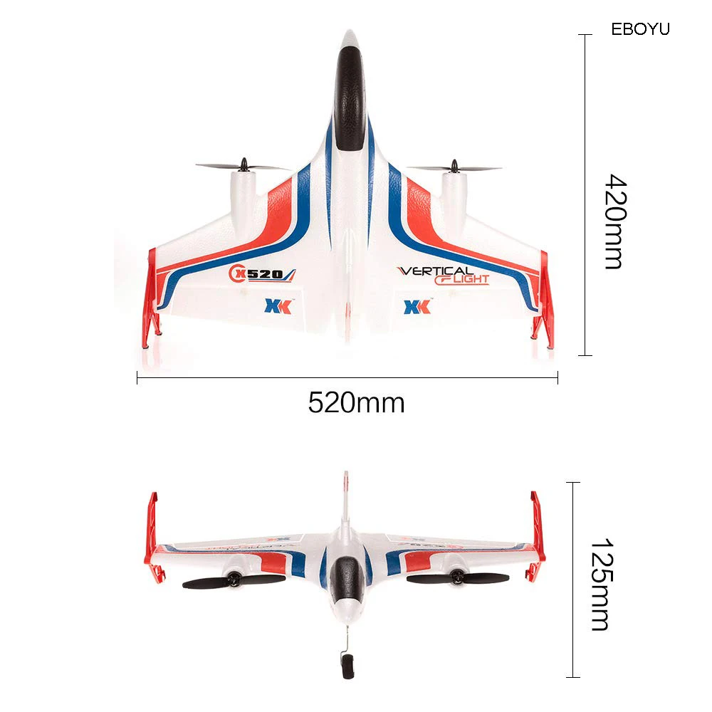 WLToys XK X520 2,4G 6CH 3D/6G Самолет VTOL вертикальный захват земли дельтавидное крыло RC Дрон с переключателем режима rc-планер