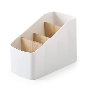 

Wood Plastic Remote Control Holder Caddy,Detachable 4 Compartments Office Desktop Organizer Pen Pencil Holder