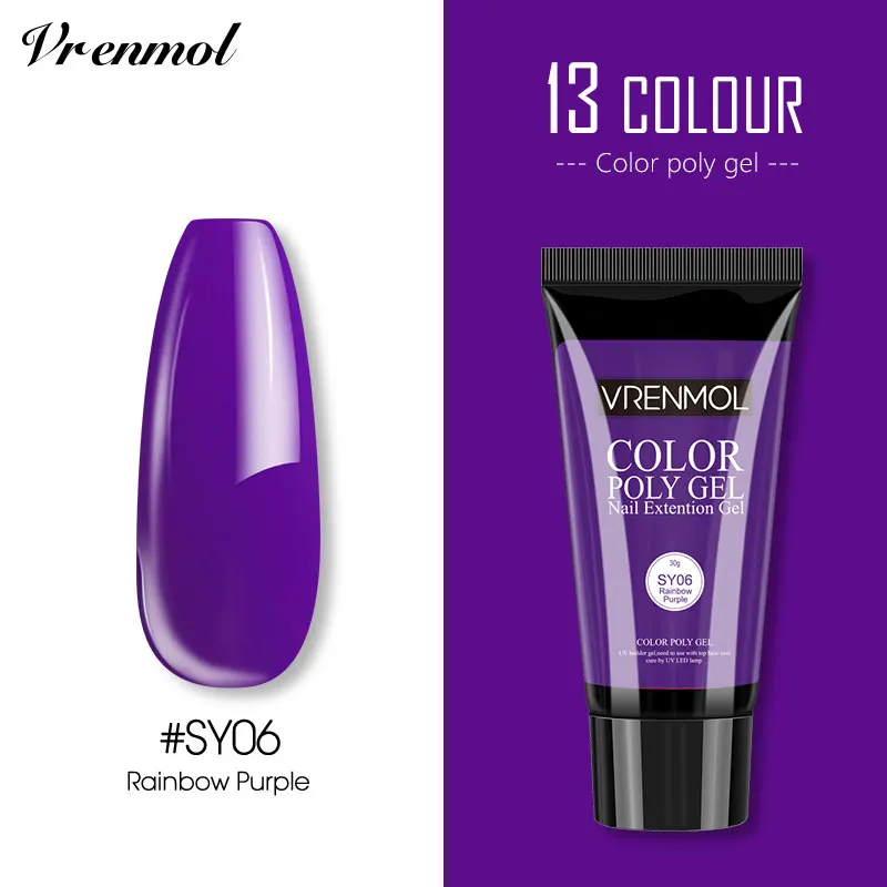 30ml SY06 Vrenmol цветной полигель для наращивания ногтей, ремонт ногтей, блеск, полигель, Кристальный бриллиант, желе, твердый для маникюра, строительный гель - Цвет: 30ml SY06