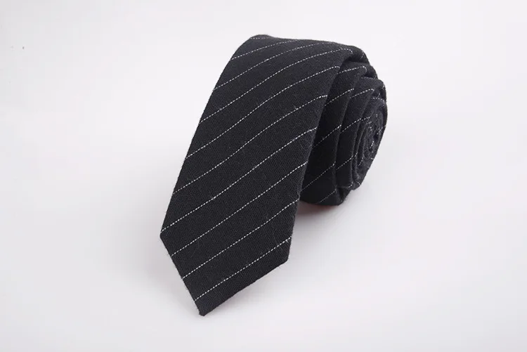 Модный тонкий хлопковый галстук, 6 см, черный, серый, в клетку, в полоску, однотонный, тонкий, льняной галстук, мужской, деловой, Свадебный, для отдыха, на шее, галстуки