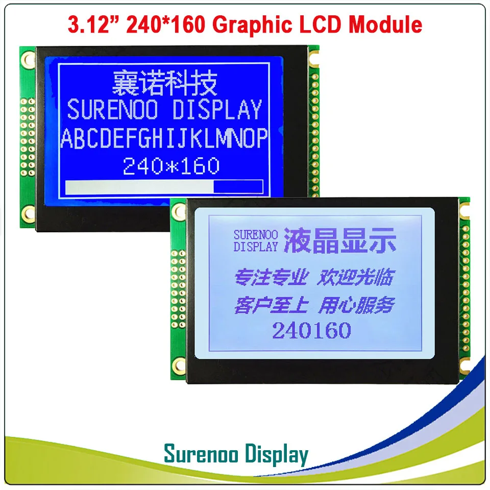 3.12 "240160 240*160 Cog Grafico Matrix Modulo Display Lcd Screen Build-In Ra8806 Controller Blu Bianco Con Retroilluminazione A Led