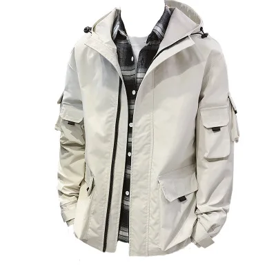 

2019 New Jacket Men Spring Autumn Casual Solid Zipper Bomber Jackets Streetwear Overcoat Baseball Mens Thin Pilot Hooded Jacket
